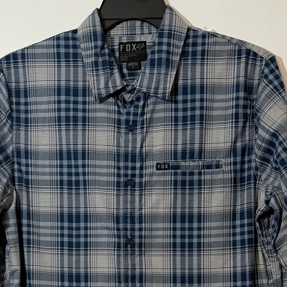 Fox Racing Heritage Forged Blue Plaid Button Up Shirt Men’s Large - Picture 2 of 10